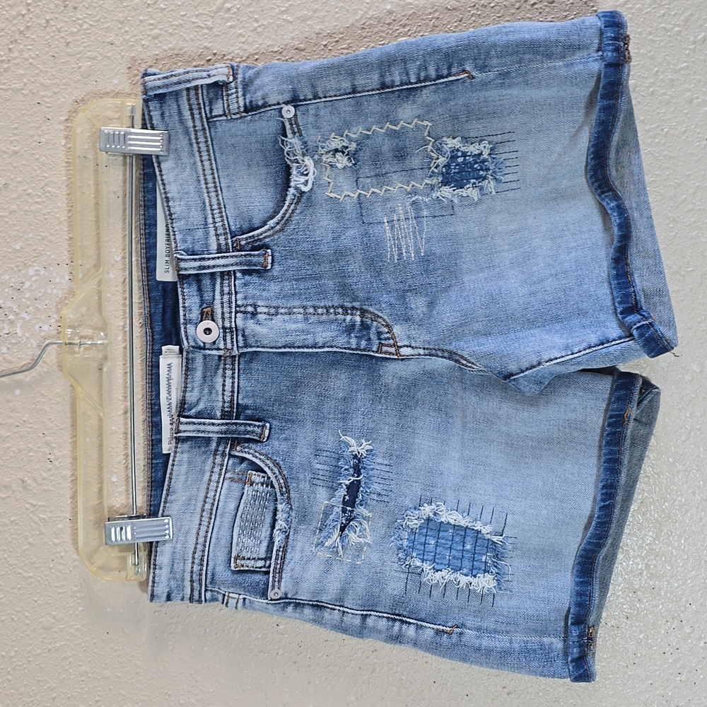 Pilcro Distressed Light Blue Denim Shorts